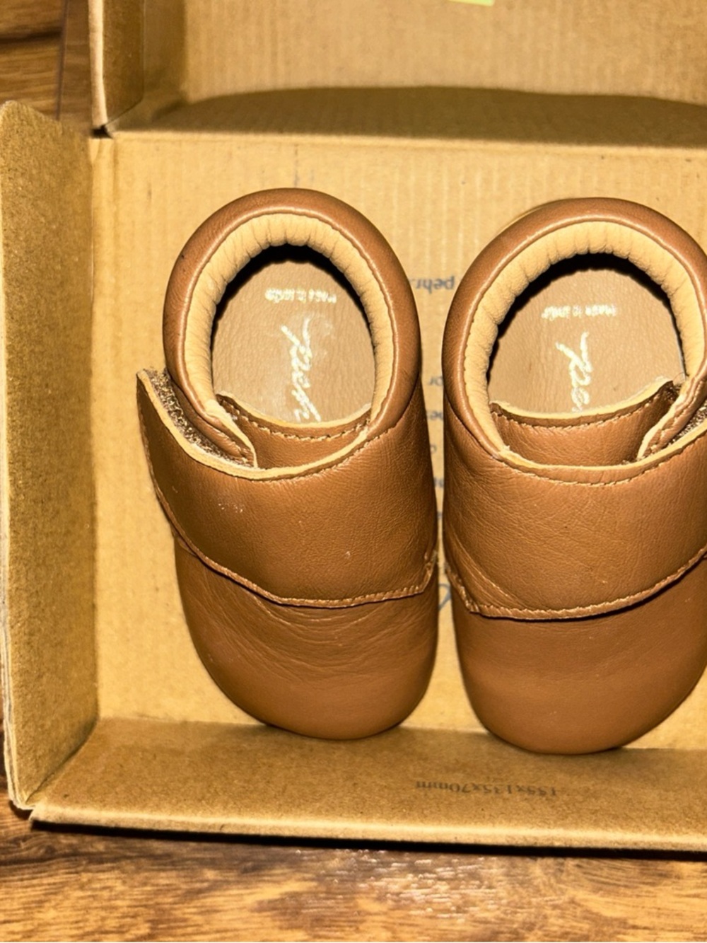 Pehr baby 0-3 mo Tan Leather Baby with Velcro strap